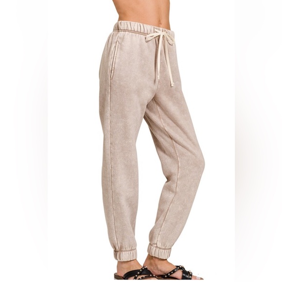 Pants - Acid Wash Fleece Sweatpants | Ash Mocha